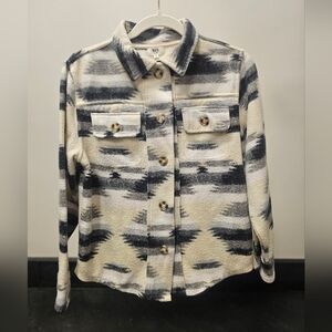 BKE Kids Button Down Flannel - Black and Cream